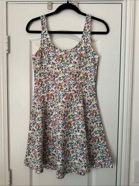 H&M Floral Scoop Neck Dress in Pink, Blue & Green